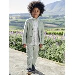 Pantalon chino garçon en coton / lin vert sauge Pantalon chino garçon en coton / lin vert sauge