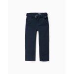 Pantalon chino en sergé avec ceinture bleu foncé Pantalon chino en sergé avec ceinture bleu foncé