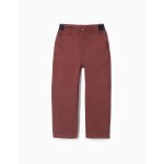 Pantalon chino en serg� � coupe droite avec bande �lastique marron
