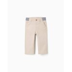 Pantalon chino slim en serg� avec bande ray�e beige clair