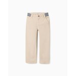 Pantalon chino slim en serg� avec bande ray�e beige clair