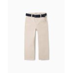 Pantalon chino slim en serg� avec ceinture beige clair