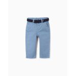 Pantalon chino slim en serg� avec ceinture bleu