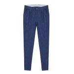 Pantalon de costume lin ambroise bleu fonc�