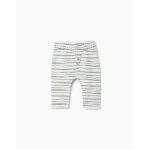 Pantalon en coton peign� � rayures blanc
