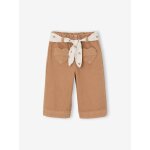 Pantalon couleur large bb fille avec ceinture  nouer caramel