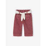 Pantalon couleur large bb fille avec ceinture  nouer violine