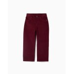 Pantalon � coupe droite en velours c�tel� rouge fonc�