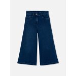 Pantalon denim fille wide leg �lastique bleu