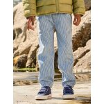 Pantalon denim gar�on battle coton ray� bleu