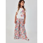 Pantalon fille imprim� feuilles �vas� multicolore