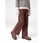 Pantalon fille large couleur chocolat