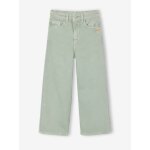 Pantalon fille large couleur vert de gris