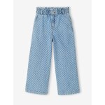 Pantalon fille large motifs fantaisie bleu clair