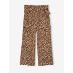 Pantalon fille large motifs fleurs l�opard