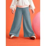 Pantalon fille large en velours bleu gris�