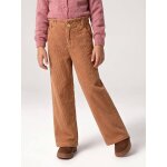 Pantalon fille large velours c�tel� style paperbag camel