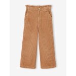 Pantalon fille large velours c�tel� style paperbag camel