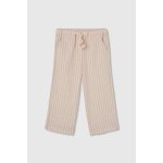 Pantalon fille en lin ray� multicolore