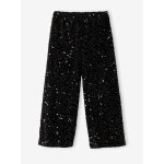Pantalon fille no�l large � sequins noir
