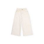 Pantalon fille en tissu tiss� � jambe large blanc