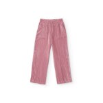 Pantalon fille en toile plate avec taille �lastique et jambes droites rose