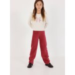 Pantalon fille en velours cotel� grenat