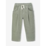 Pantalon fille velours forme loose vert de gris