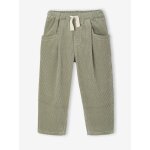 Pantalon fille velours forme loose vert de gris