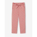 Pantalon fluide imprim� fleurs fille rouge