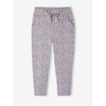Pantalon fluide imprim fleurs fille vanille