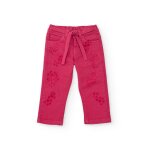 Pantalon en gabardine pour fille avec ceinture assortie fuchsia