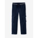 Pantalon garon cargo droit morphologique tour de hanches fin bleu nuit