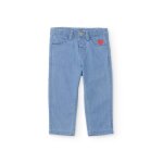 Pantalon gar�on en denim doux bleu