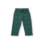 Pantalon gar�on en molleton � carreaux avec cordon de serrage vert