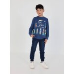 Pantalon gar�on molleton denim bleu