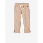 Pantalon garon retroussable en pantacourt lger aspect lin tiss beige chin