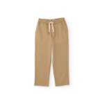 Pantalon gar�on en tissu tiss� avec taille �lastique marron