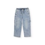 Pantalon gar�on en toile et denim bleu