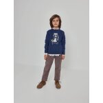Pantalon gar�on en velours c�tel� fin marron