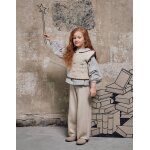 Pantalon � jambe large en maille b&s beige clair