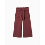 Pantalon � jambe large en maille milano avec ceinture marr�n