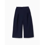Pantalon � jambe large avec plis � l'avant bleu
