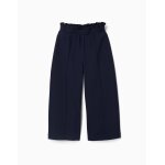 Pantalon � jambe large en point de rome bleu fonc�