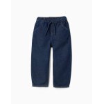Pantalon en jean baggy avec cordon de serrage bleu fonc�
