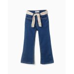 Pantalon en jean flare avec ceinture fleurie bleu Pantalon en jean flare avec ceinture fleurie bleu