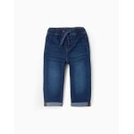 Pantalon en jean slim � cordon bleu fonc�