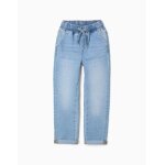 Pantalon en jean slim avec cordon de serrage bleu clair