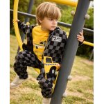 Pantalon de jogging b�b� gar�on en molleton � imprim� g�om�trique noir