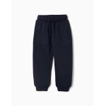 Pantalon de jogging en coton peign� avec cordon de serrage et poches bleu fonc�